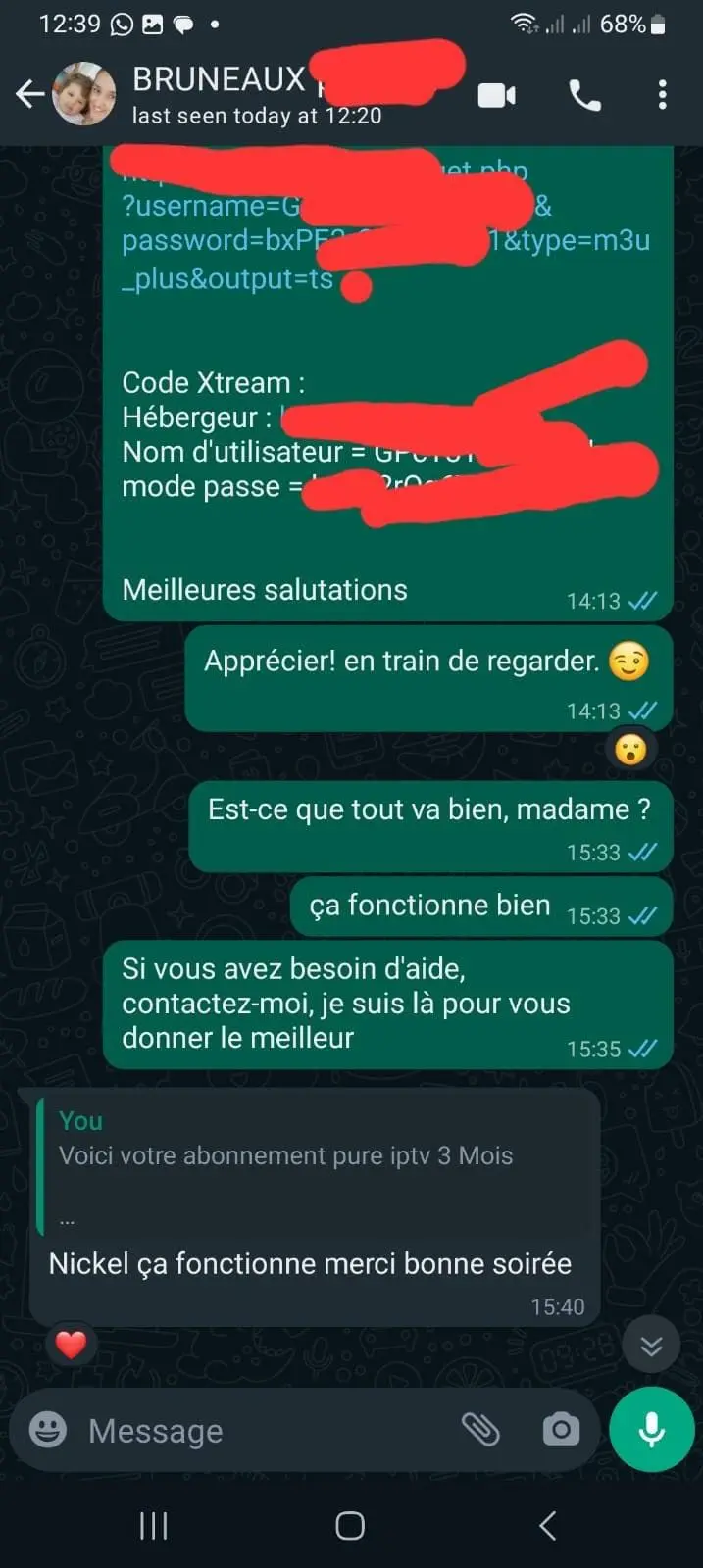 Screenshot einer WhatsApp-Kundenbewertung